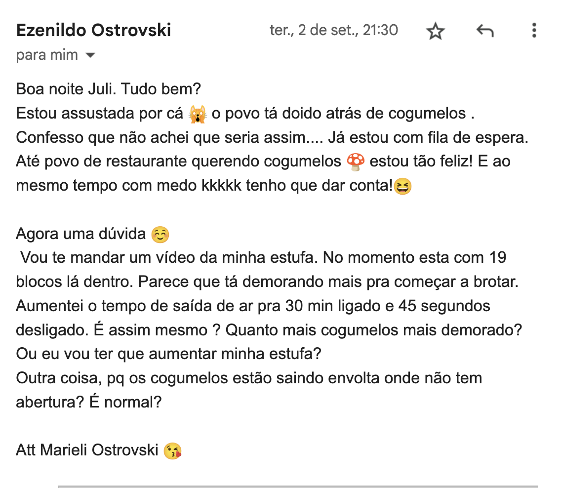 Recorte do print original — Marieli Ostrovski